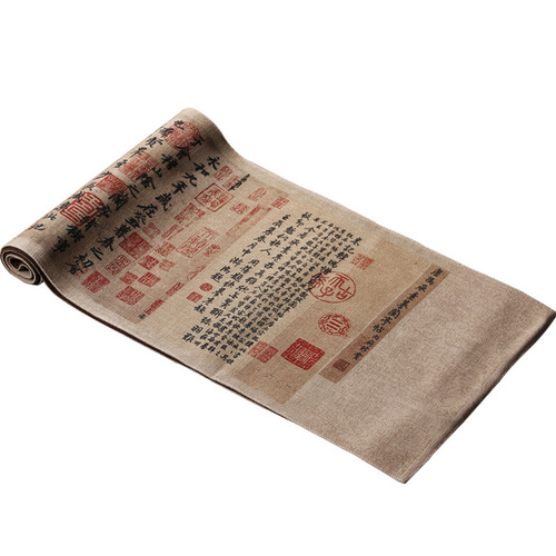 Zen hand-painted linen tea mats, table flags, tea ceremony accessories, Chinese linen tea coasters, tea sets, tea art dry mats, tea flags