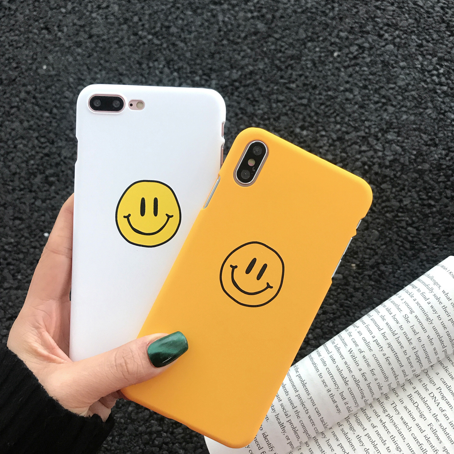 the republic of korea Smiling face apply Apple xsmax/xr Mobile phone shell iPhone8plus/7/6s originality Scrub sets Female models