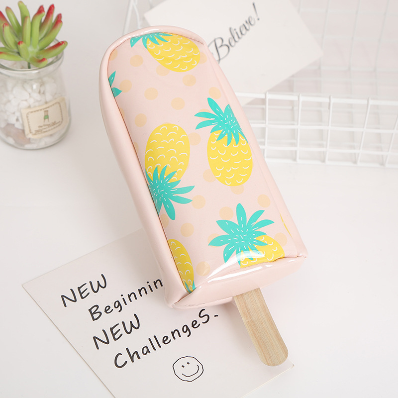 Nueva caricatura creativa snow cream pen bag gran capacidad para hombres y mujeres estudiantes PU pen bag papelería caja de lápiz de papelería detail image 12