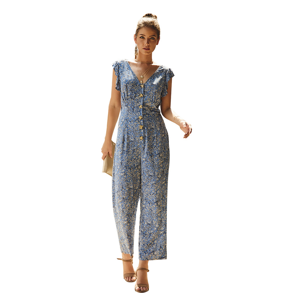 casual straight floral jumpsuit NSDY7651