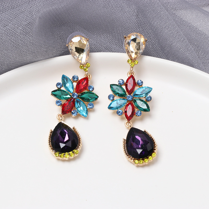 fashion colored diamond earrings flower drop earrings personality earrings wholesalepicture11