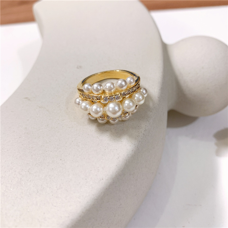 Luxury Ring Micro-set Diamond With Pearl Ring Copper display picture 8
