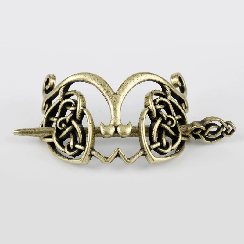 Сплавной ретро шпилька (Mo Chun), дизайн Celtic‑knot, электропокрытие, 4.5×5.9×8 см
