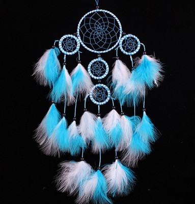 Ins decoration five rings mending dream net indian feather home decoration creative home dream catching net girl heart pendant