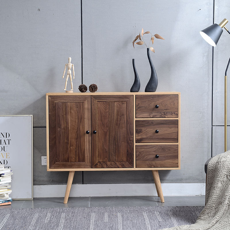 Northern Europe solid wood Sideboard modern Simplicity Black Walnut cupboard Shoe cabinet one Wall Kitchen Cabinet High cabinet Monomer