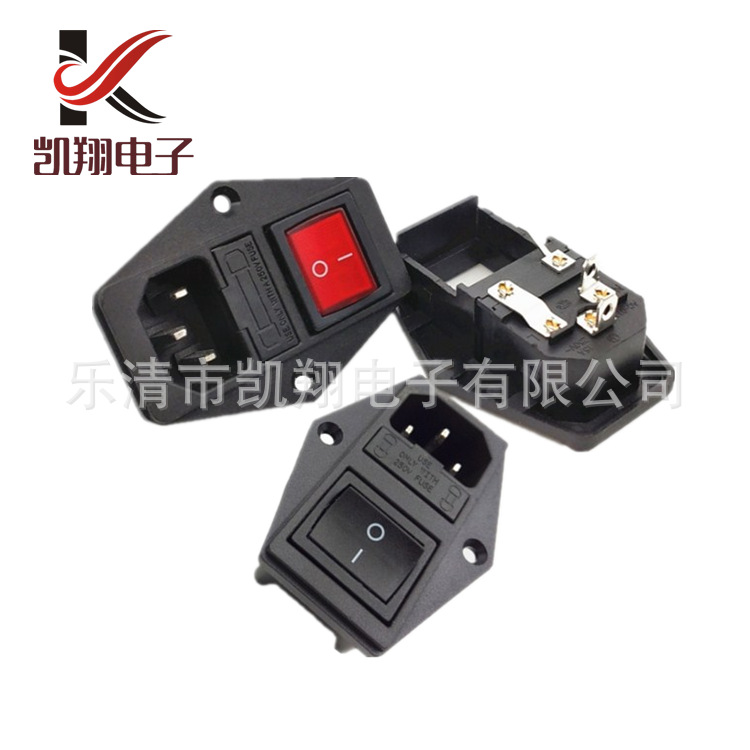 供应AC插座 AC-01A双保险三合一品字插座 带开关带耳朵双保险插座