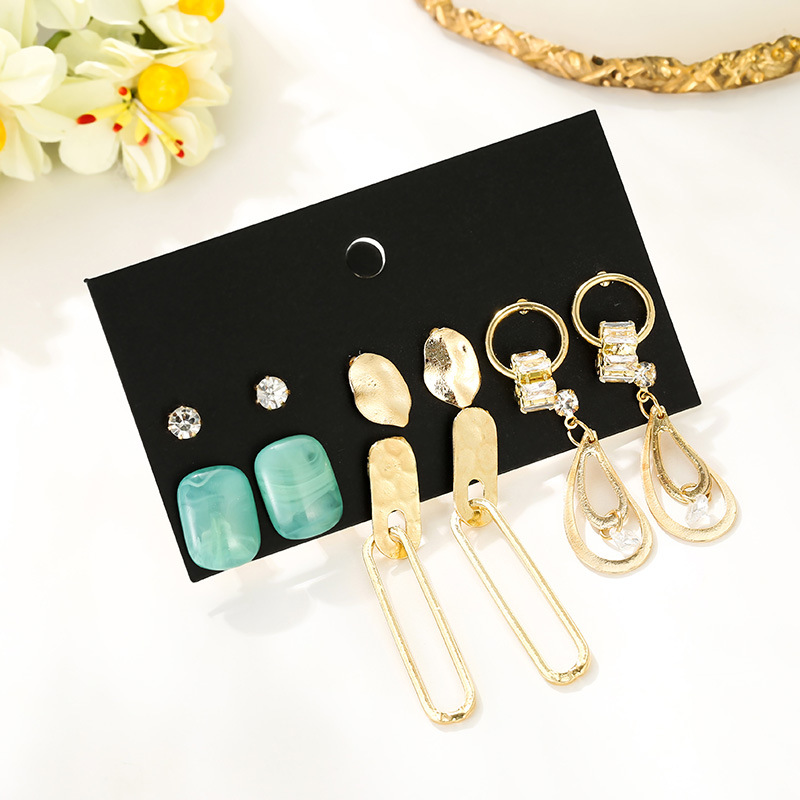 Earrings Zircon Earrings Geometric Retro Earrings Set Accessories Wholesale display picture 5