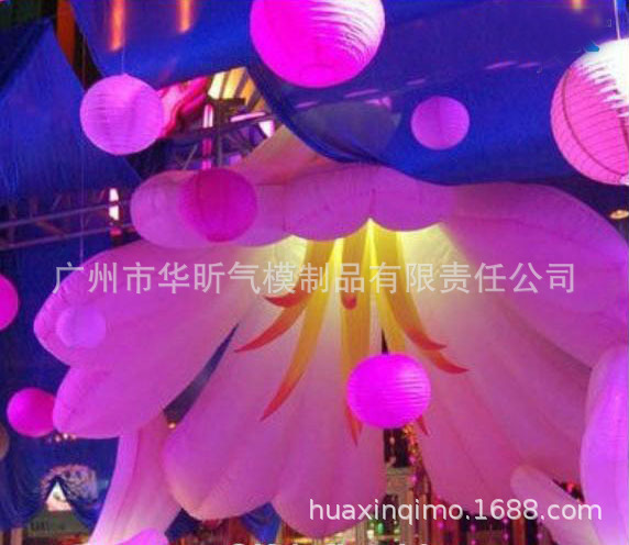 充气花朵气模商场酒吧中庭外墙悬挂装饰美陈发光仿真卡通植物模型