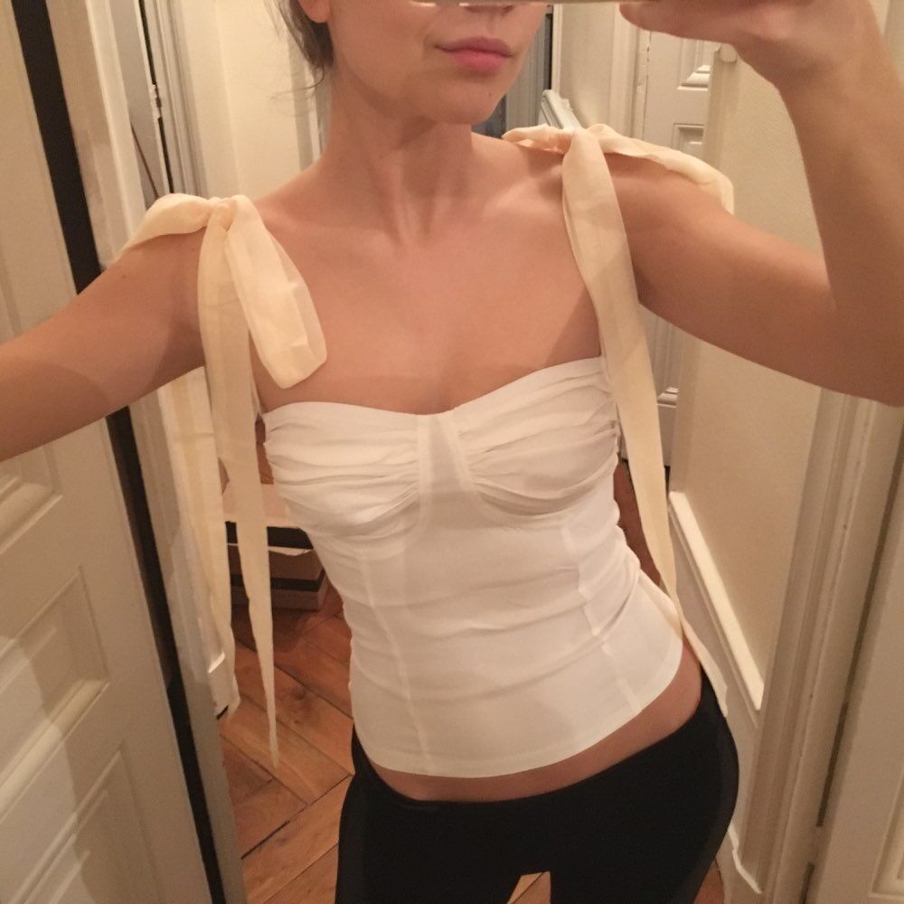 white bustier top with straps