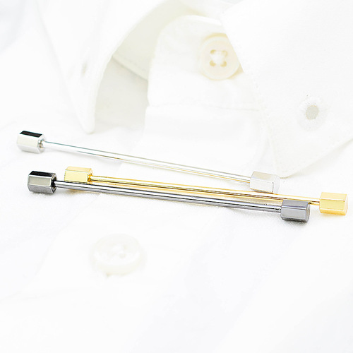 Snail craftsman hexagonal column shirt corner button spiral tie stick men's one-line collar pin jewelry Korean version manufacturer supply