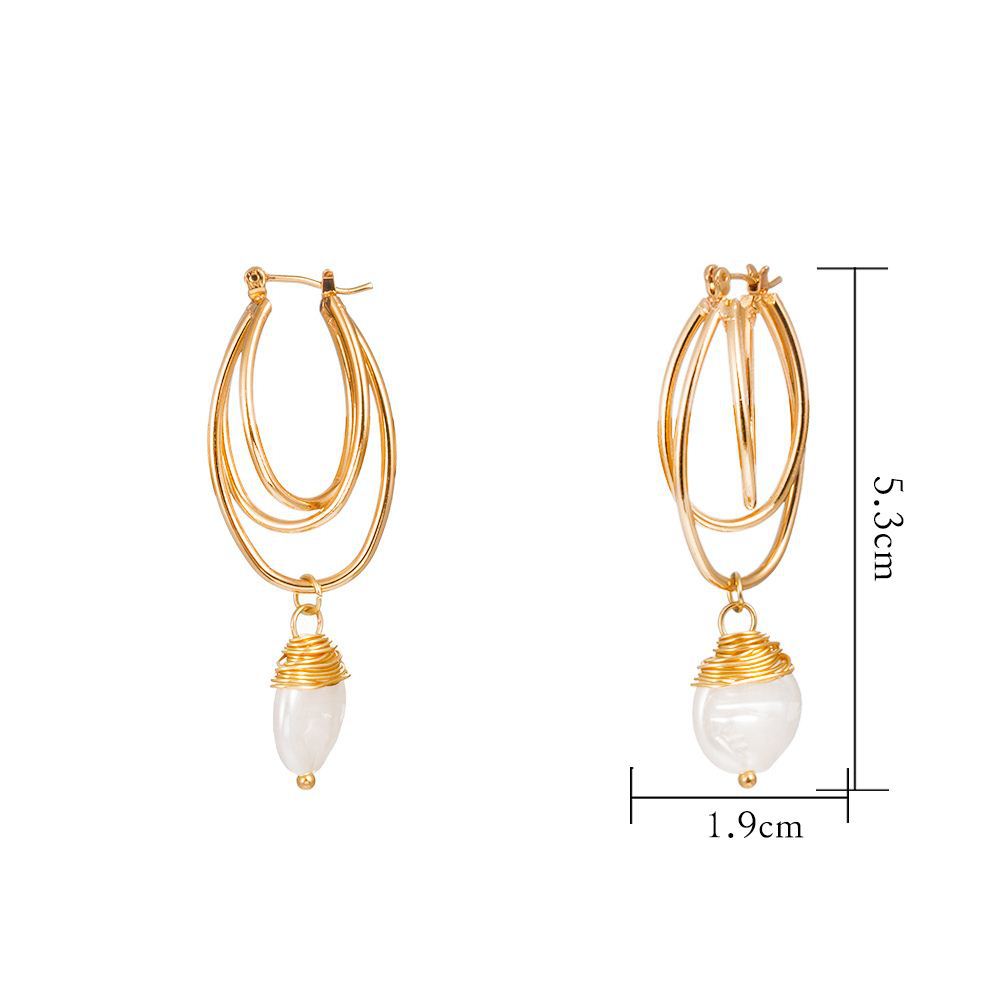 European And American Fashion Hand-wound Pearl Alloy Earrings Wholesale display picture 5