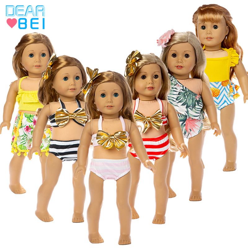 128g Weight White, Yellow Color 18 Inch American Girl Doll Bikini Set 43cm Sham Doll Clothes Wholesale 无