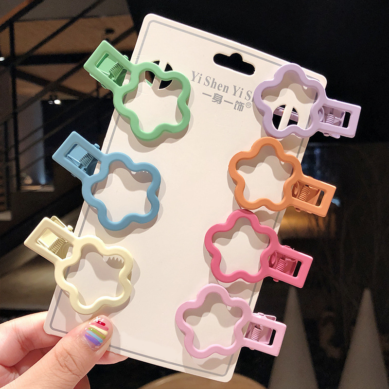 New Fashion Candy Color Word Clip Color Hollow Side Clip Love Heart Cheap Hairpin Wholesale display picture 13