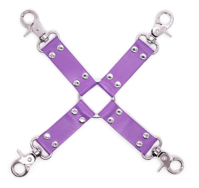 Sexy accesorios vinculantes manos y pies reverso espalda manguito sexy manos y pies vinculante Cruz de cuero Gancho pareja suministros