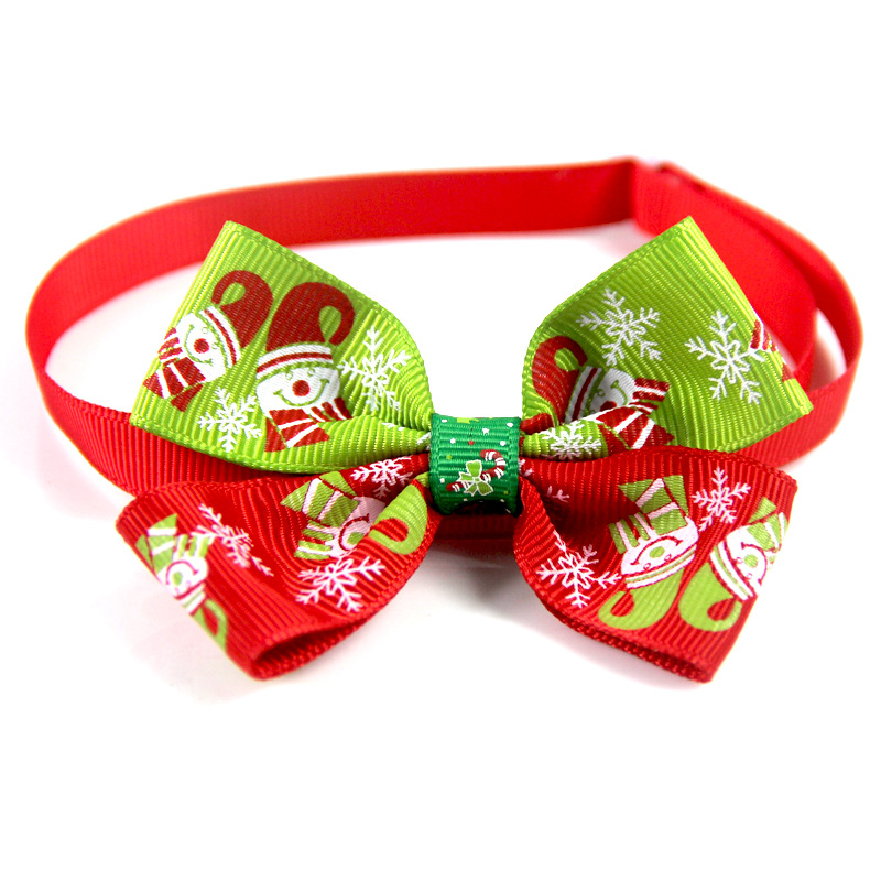 1 Piece Quantity Christmas Ribbon Christmas Color Block Bowknot Pet Accessories 1 Piece