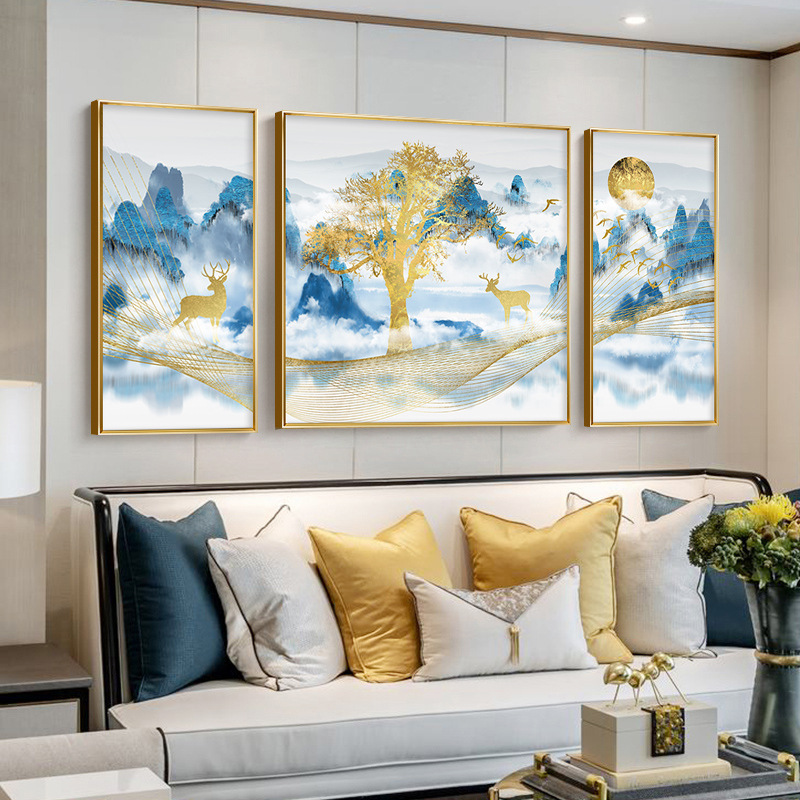 铝合金框轻奢大气晶瓷画客厅装饰画沙发背景墙画简约现代壁画挂画