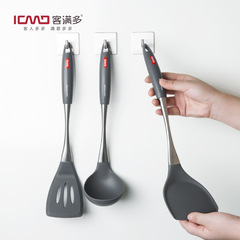 客滿多廠家直銷不鏽鋼硅膠鍋鏟勺四件套不粘鍋 廚具用具套裝代發
