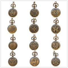 Boshiya small pocket watch wholesale retro flip small pocket watch mixed batch pattern bottom cover casual pocket watch chain