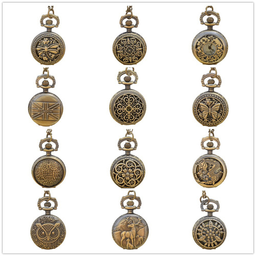 Boshiya small pocket watch wholesale retro flip small pocket watch mixed batch pattern bottom cover casual pocket watch chain