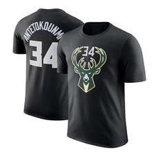 男士戶外運動速干T恤NBA籃球服短袖上衣雄鹿隊字母哥球衣體恤