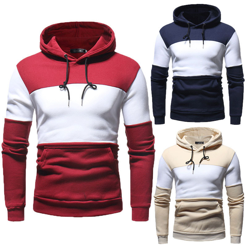 Men's Clothing Spring and Autumn New Men's Clothing Splicing Contrast Color Sweatshirt_maomaolike.com