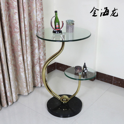 时尚简约钢化玻璃小茶几电话架沙发配套角几创意小圆几个性小圆桌