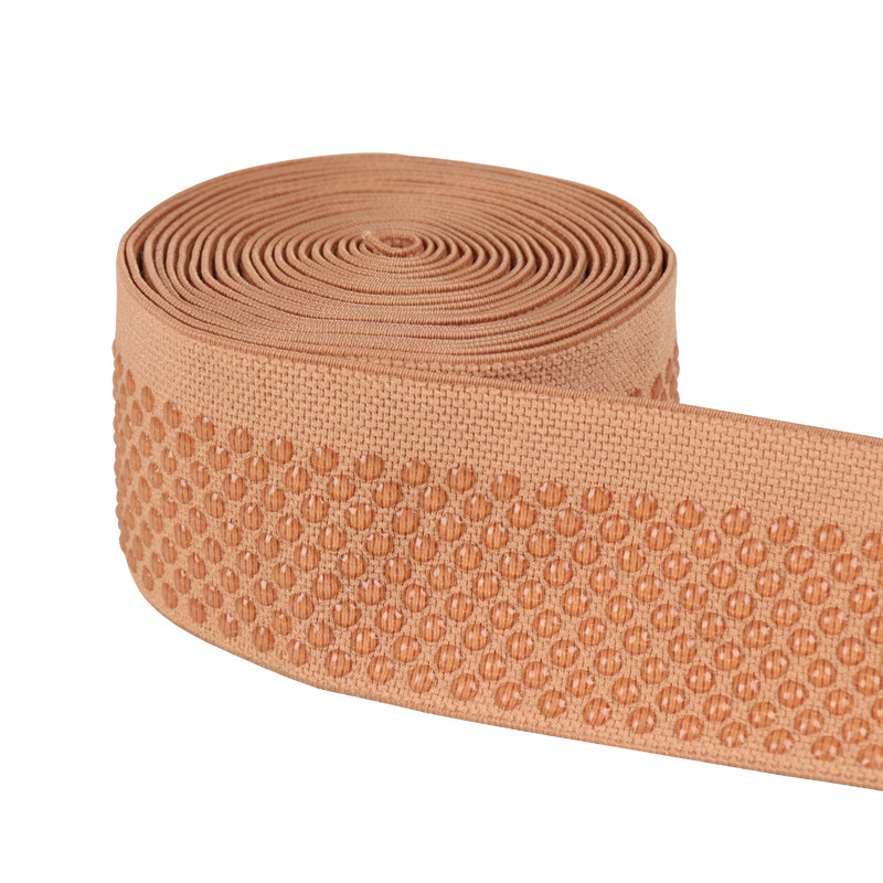 50mm绒面硅胶防滑松紧带 圆点止滑带来料加硅胶打样3天厂家直销