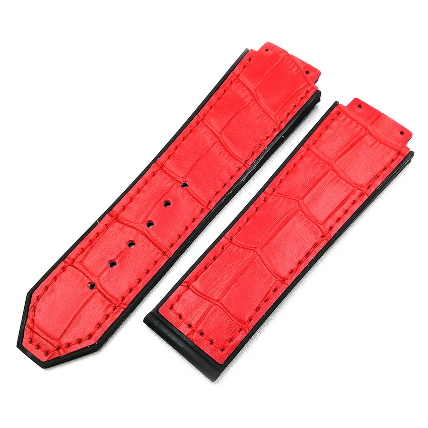 Accesorios de reloj sustituto hengbao chapa silicona patrón bambú 25x19 caucho Correa vaca para los hombres