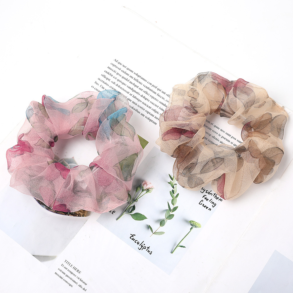 New Fashion Fabric Lace Yarn Small Fragrance Wind Flowers Cheap Scrunchies Wholesale display picture 1
