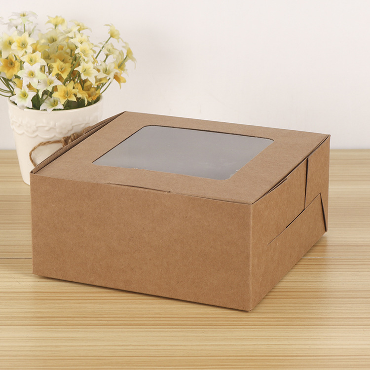 厂家直供一次性外卖包装盒开窗透明沙拉打包盒便当牛皮纸盒