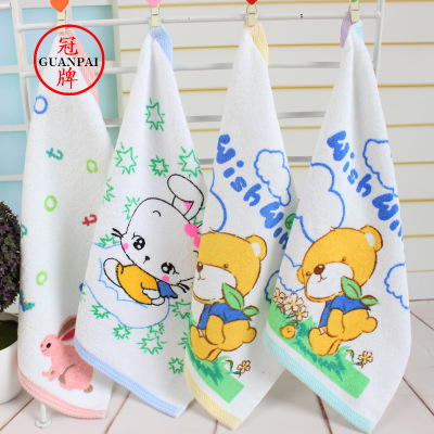 廠家現貨段邊印花大方巾棉擦手巾嬰幼兒童毛巾幼兒園卡通小毛巾