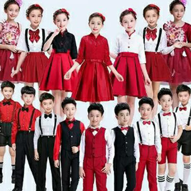 元旦儿童演出服公主裙男女童礼服团小学生合唱服舞蹈朗诵表演服装