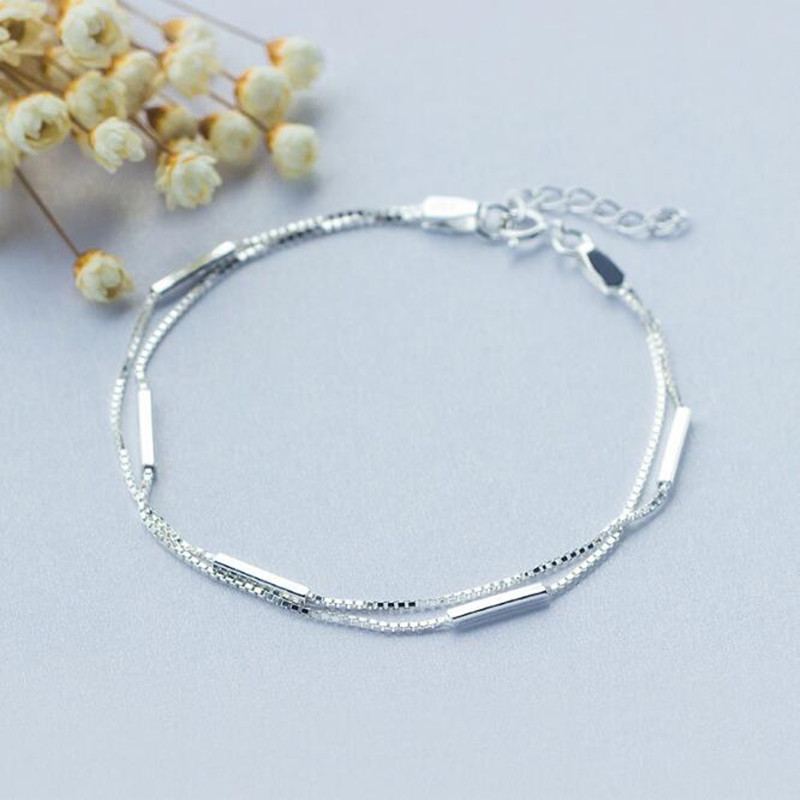 Korean Style Simple Artistic One-Line Strip Round Stick Double-Layer Bracelet For Women_voghion.com