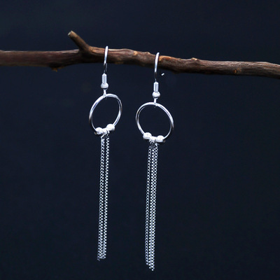 S925 Sterling Silver temperament have more cash than can be accounted for tassels Earrings ear hook high-grade Versatile Temperament lady Earrings Manufactor wholesale Direct selling