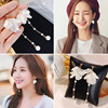 Trend long fashionable advanced earrings with tassels from pearl, Korean style, flowered, high-quality style