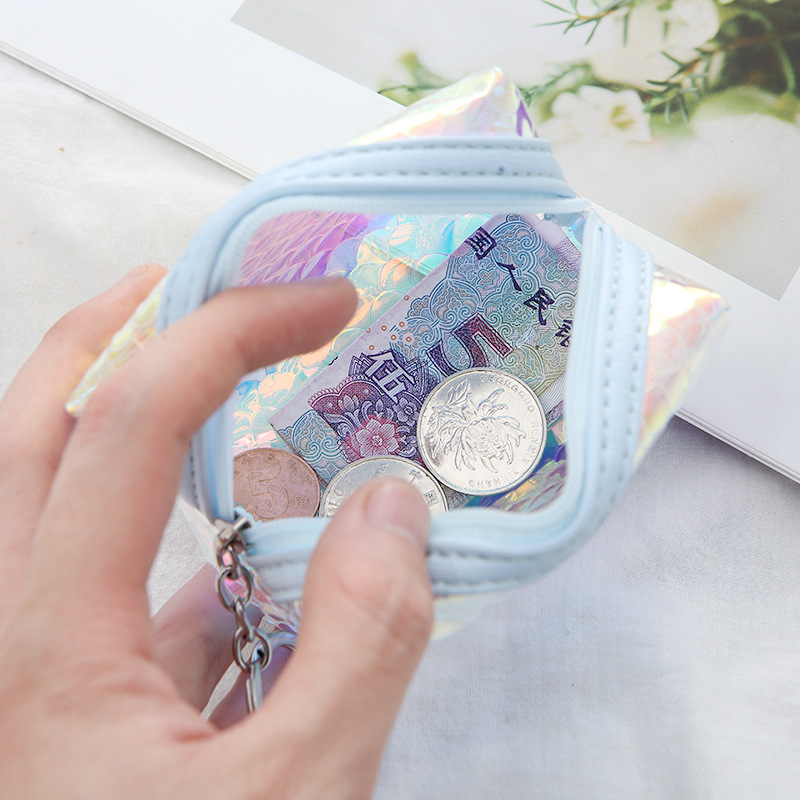 Hot Sale Laser Fish Scale Pattern Colorful Coin Purse Pvc Semi-circular Wallet display picture 1