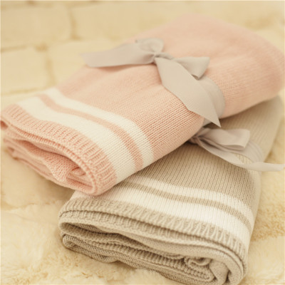 出口美國針織純棉單層兒童毯嬰兒毯寶寶毯子薄夏季午睡蓋毯小毛毯
