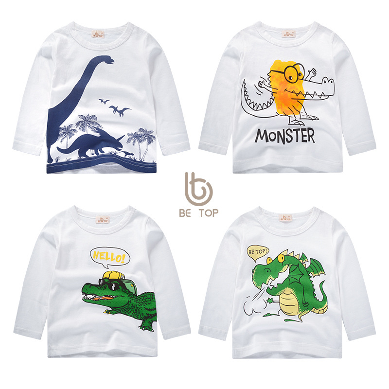 Niños de dibujos animados estilo coreano ropa para niños y niñas de manga larga otoño ropa bebé tops destacados estilo occidental Camiseta de manga larga Nuevo