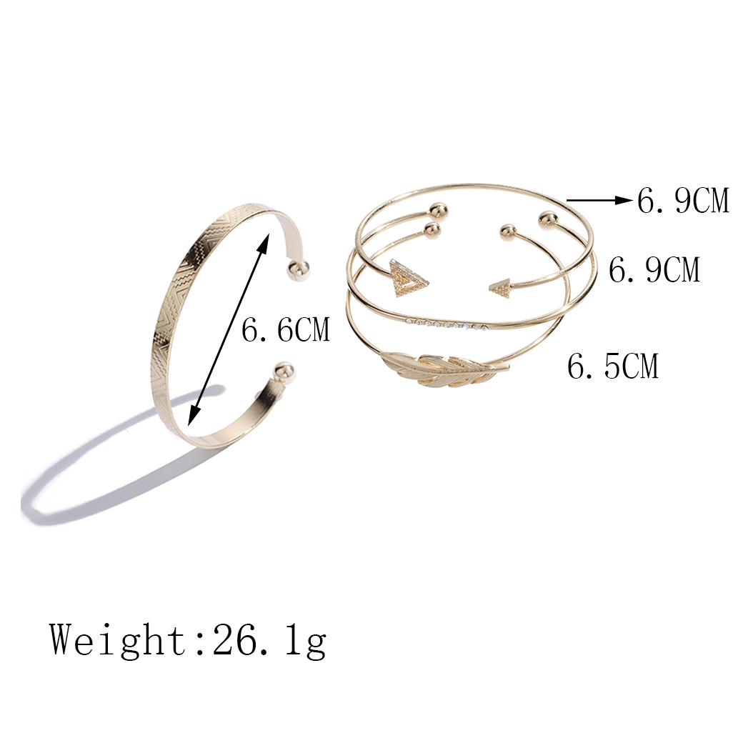 Fashion Leaf Row Diamond Geometric Pattern Alloy Bracelet Wholesale display picture 1