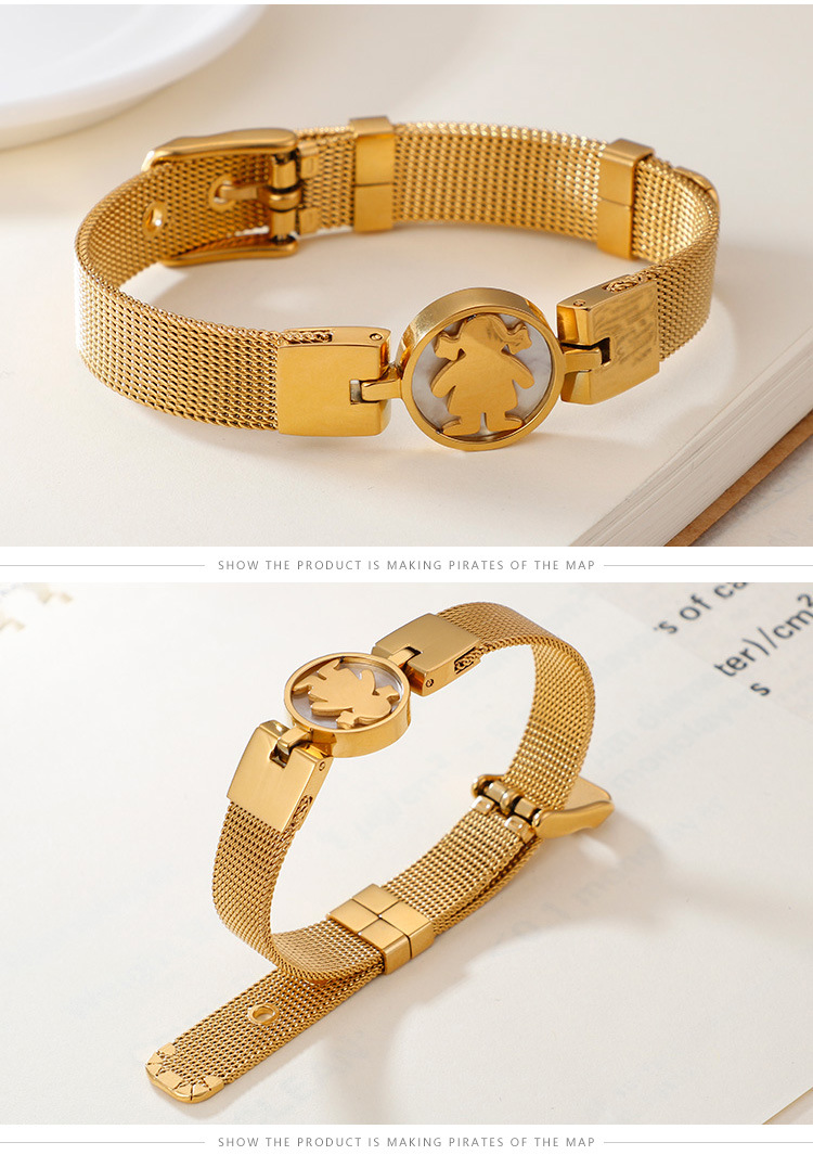 Anniversary, Business, Travel Occasion Stainless Steel Korean Style Little Girl Shape Mesh Strap Bracelet Wholesale Jewelry Nihaojewelry