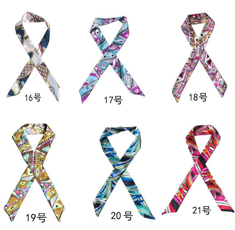 Printed and patterned twill silk scarf manufacturer wholesale accessories silk scarves handbags tied with bows silk scarves striped flowers undefined