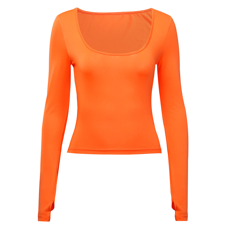 solid color knitted round neck simple long-sleeved slim top NSAFS135551