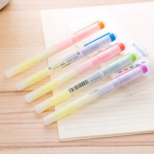 Deli S619 highlighter 5-color fluorescent marker pen for student office candy-colored double-headed color marker pen