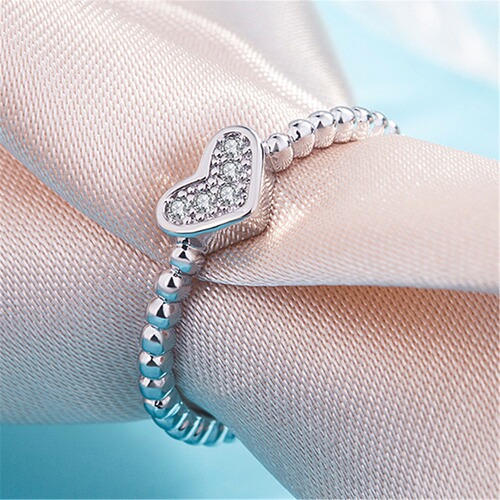 Japanese and Korean sweet diamond love ring female open girl forest style ins index finger ring internet celebrity trendy personality student