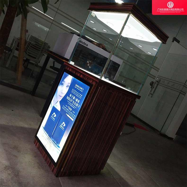 厂家定制化妆品展柜玻璃展示柜 精品木质不锈钢化妆品产品展示柜