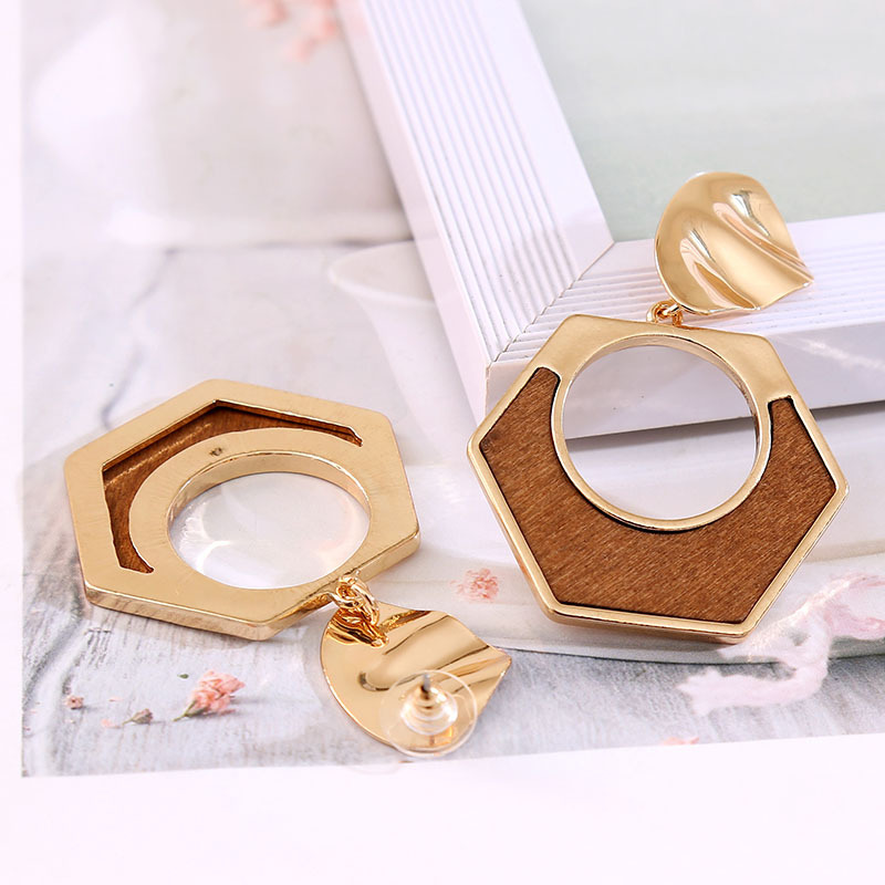 1 Pair Fashion Geometric Wood Handmade Women's Drop Earrings display picture 36