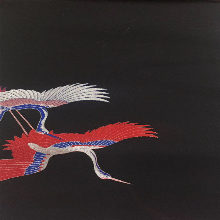 双鹤起飞图案色织梭织提花布面料适用于服装装饰沙发布鞋子布