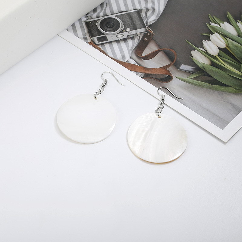 Wholesale Jewelry Geometric Round Pendants Shell Earrings Nihaojewelry display picture 1