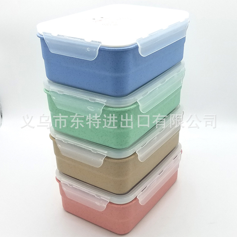 Factory direct sales lunch boxes, wheat straw compartments lunch boxes, picnic lunch boxes, sealed lunch boxes, square plastic lunch boxes detail image 3