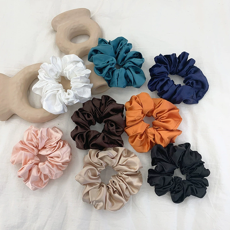 ladies head wraps Fashion Silk Organza Solid Color Big Scrunchie Women Girls Elastic Hair Band Ponytail Holder Hair Tie Hair Accessories Wholesale hair clips for women